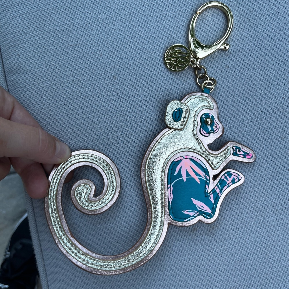 Lilly Pulitzer Metallic Gold Monkey Keychain